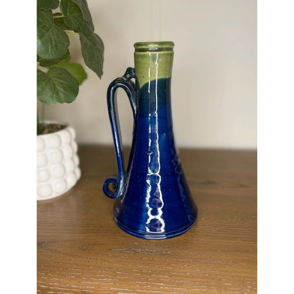 Blue pottery pitcher vase